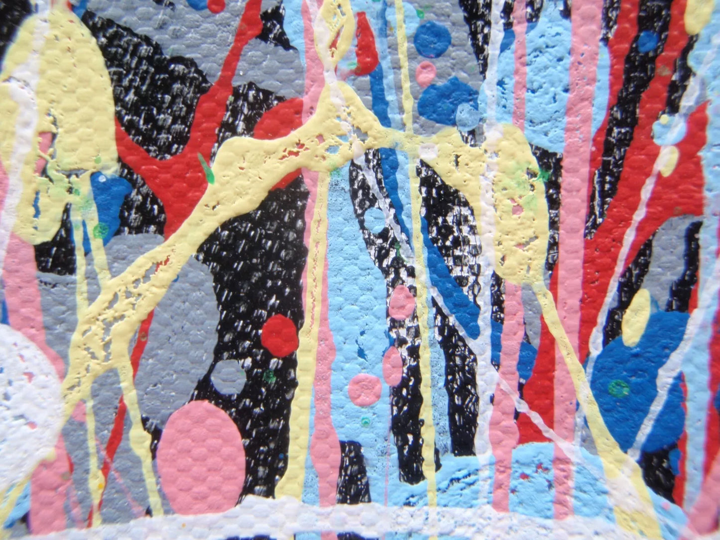 Colourful green and yellow tree with multicolored leaves on a white background, on a huge 158 cm by 112 cm canvas - detail