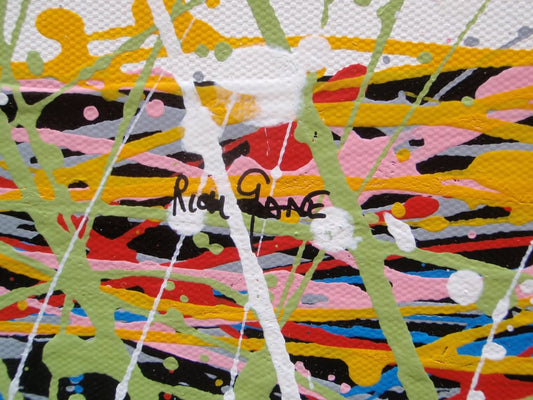 Colourful abstract tree painting on a white background on a really big 159 by 112 cm canvas - detail