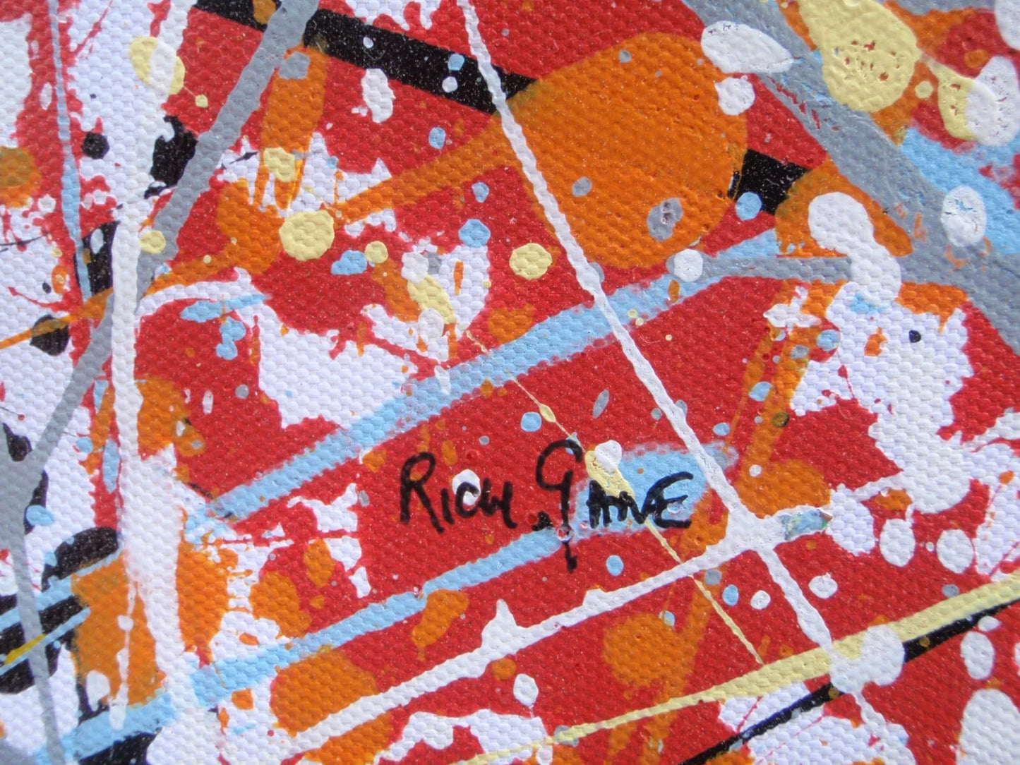 244 cm by 112 cm abstract wall art decor painting on un-stretched canvas - detail 1