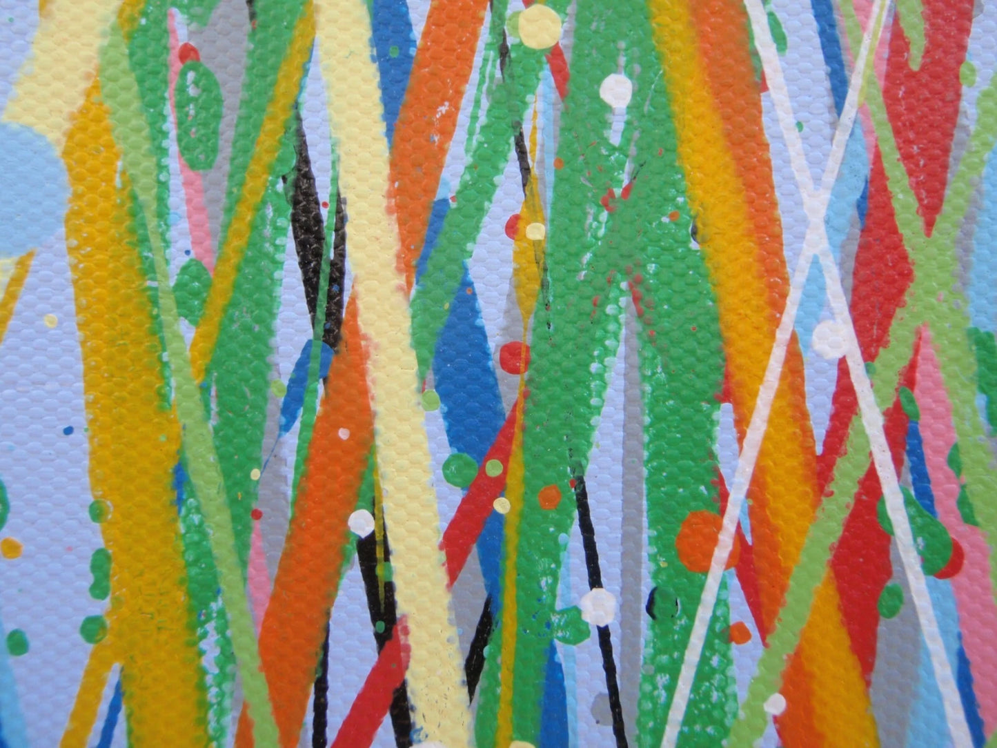 244cm by 112cm huge original yellow flower meadow colourful painting on an un-stretched canvas - detail 4