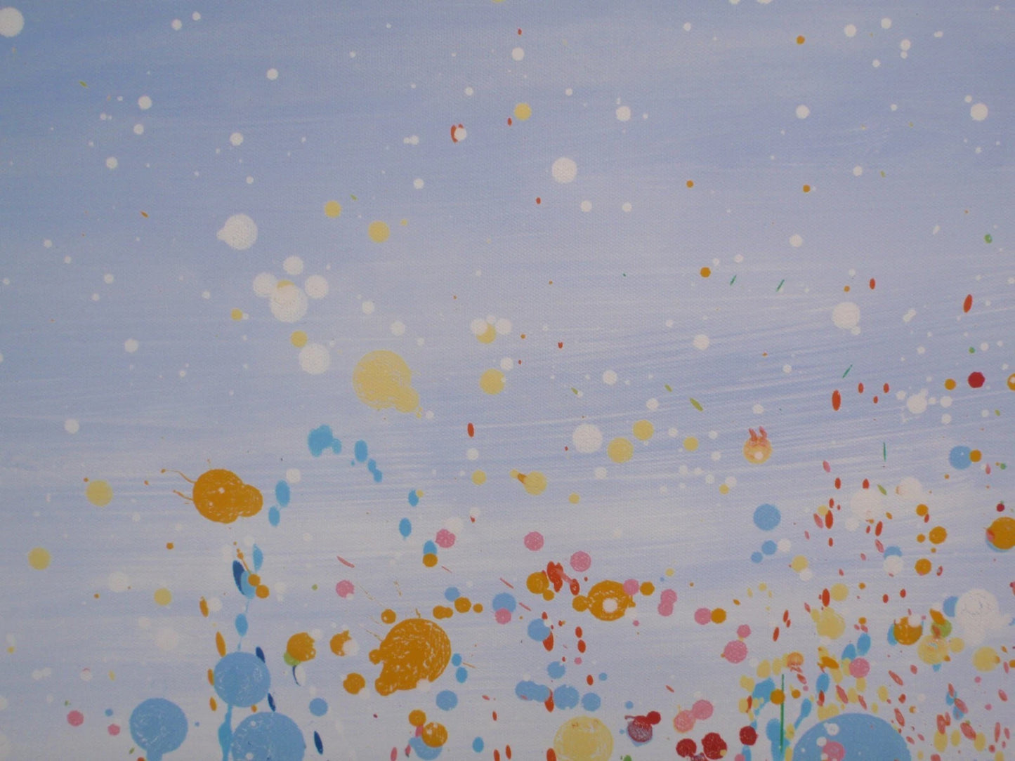 244cm by 112cm huge original yellow flower meadow colourful painting on an un-stretched canvas - detail 5