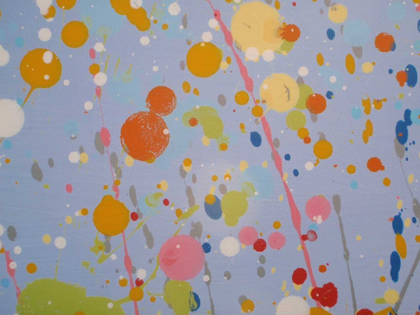 244cm by 112cm huge original yellow flower meadow colourful painting on an un-stretched canvas - detail 6