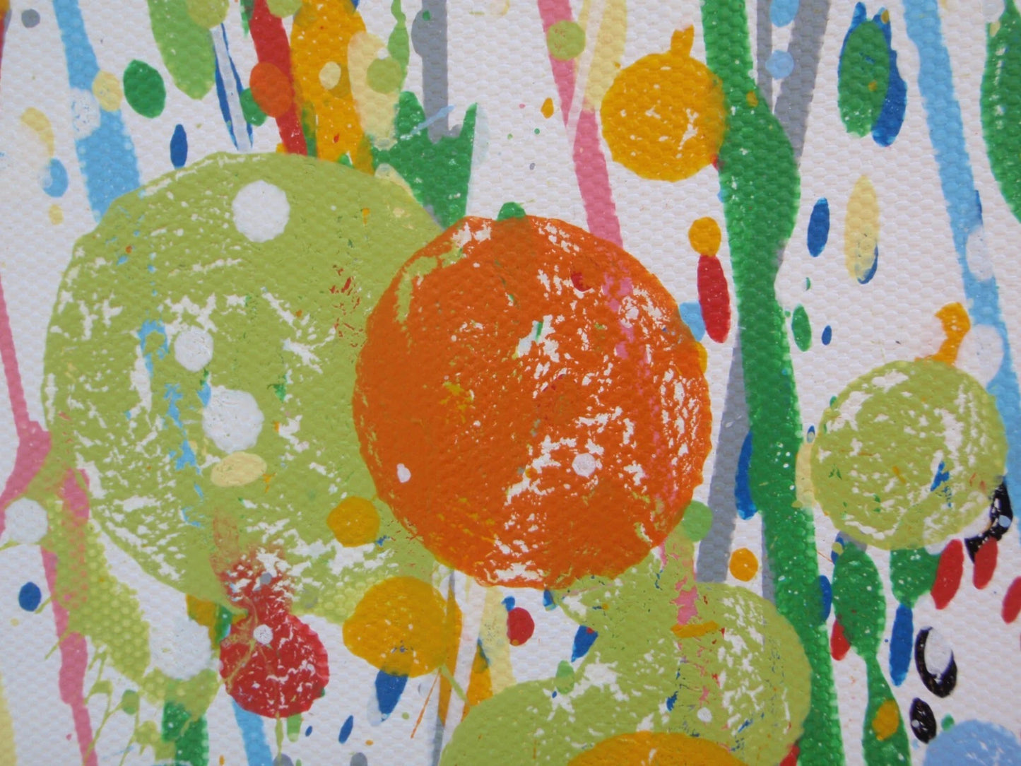 244cm by 112cm huge original yellow flower meadow colourful painting on an un-stretched canvas - detail 7