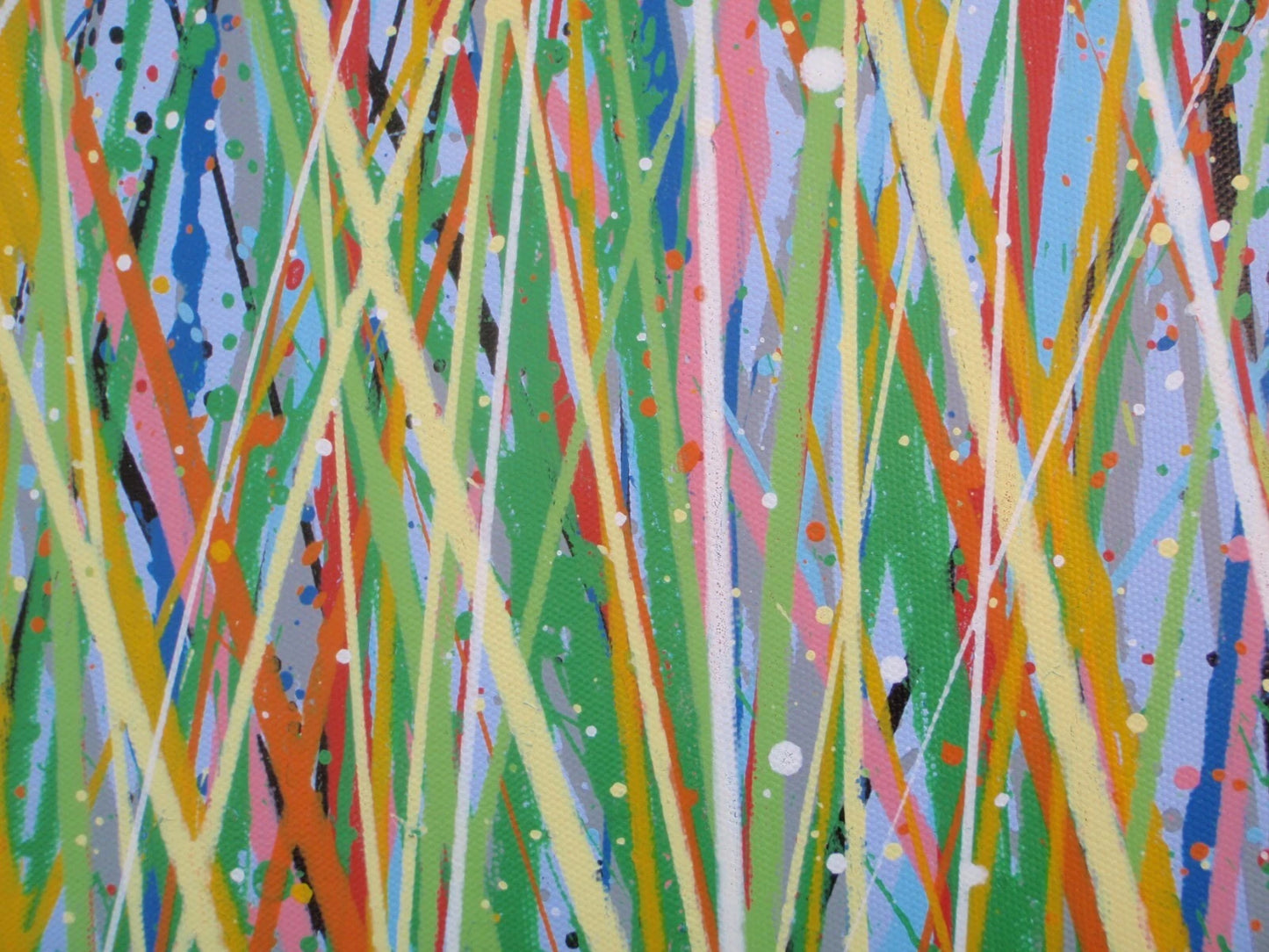 244cm by 112cm huge original yellow flower meadow colourful painting on an un-stretched canvas - detail 8