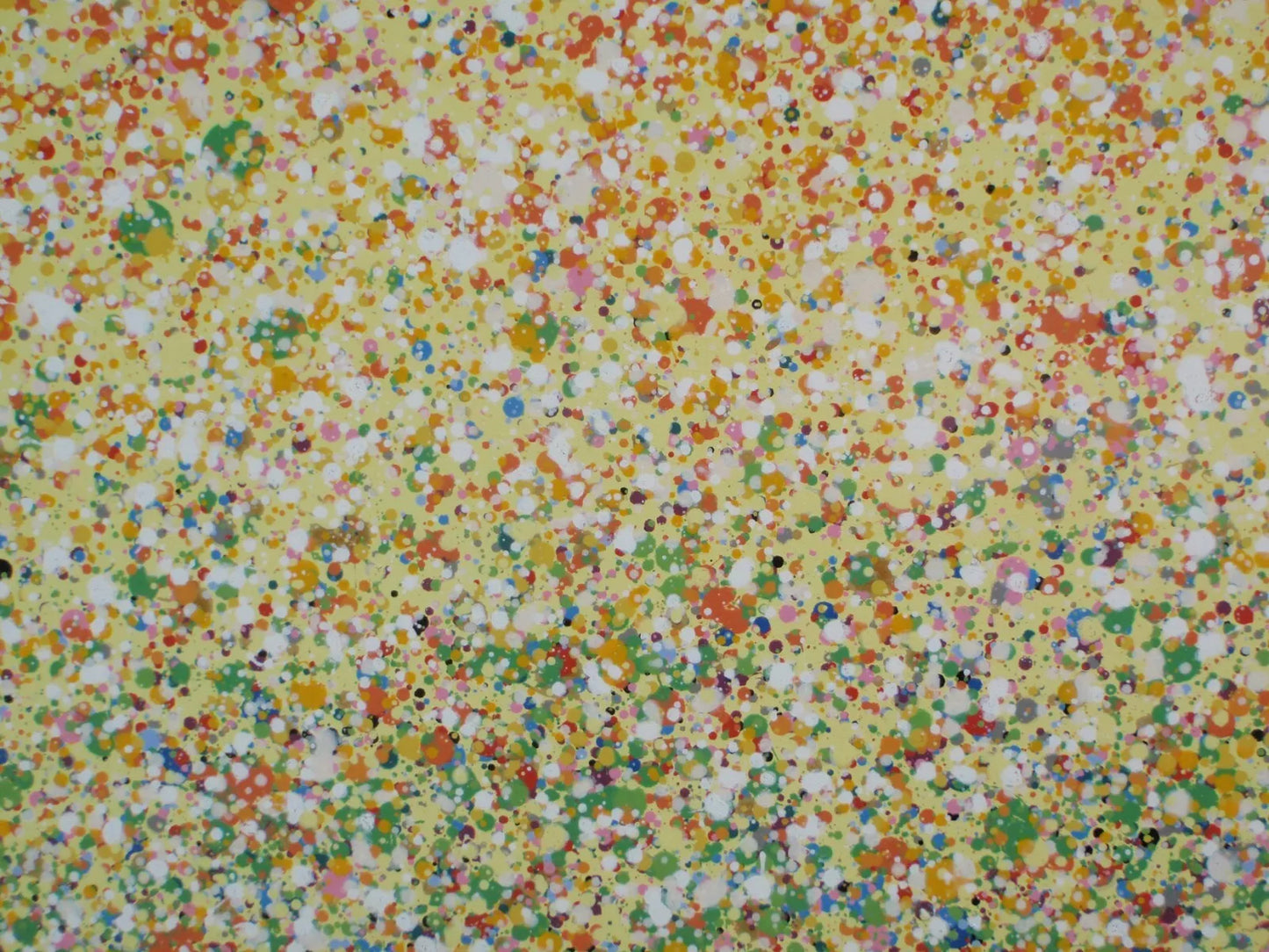 Huge 244 cm by 112cm abstract wall art original dot and spot sunset painting on un-stretched canvas - detail