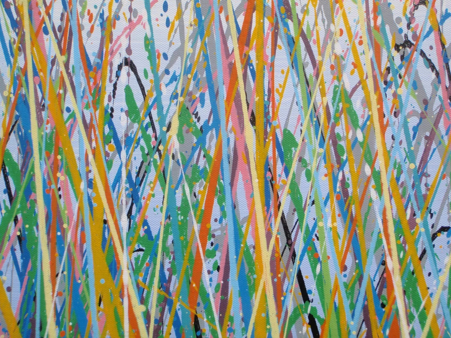 244 cm by 112 cm huge original grass meadow painting on an un-stretched canvas - detail