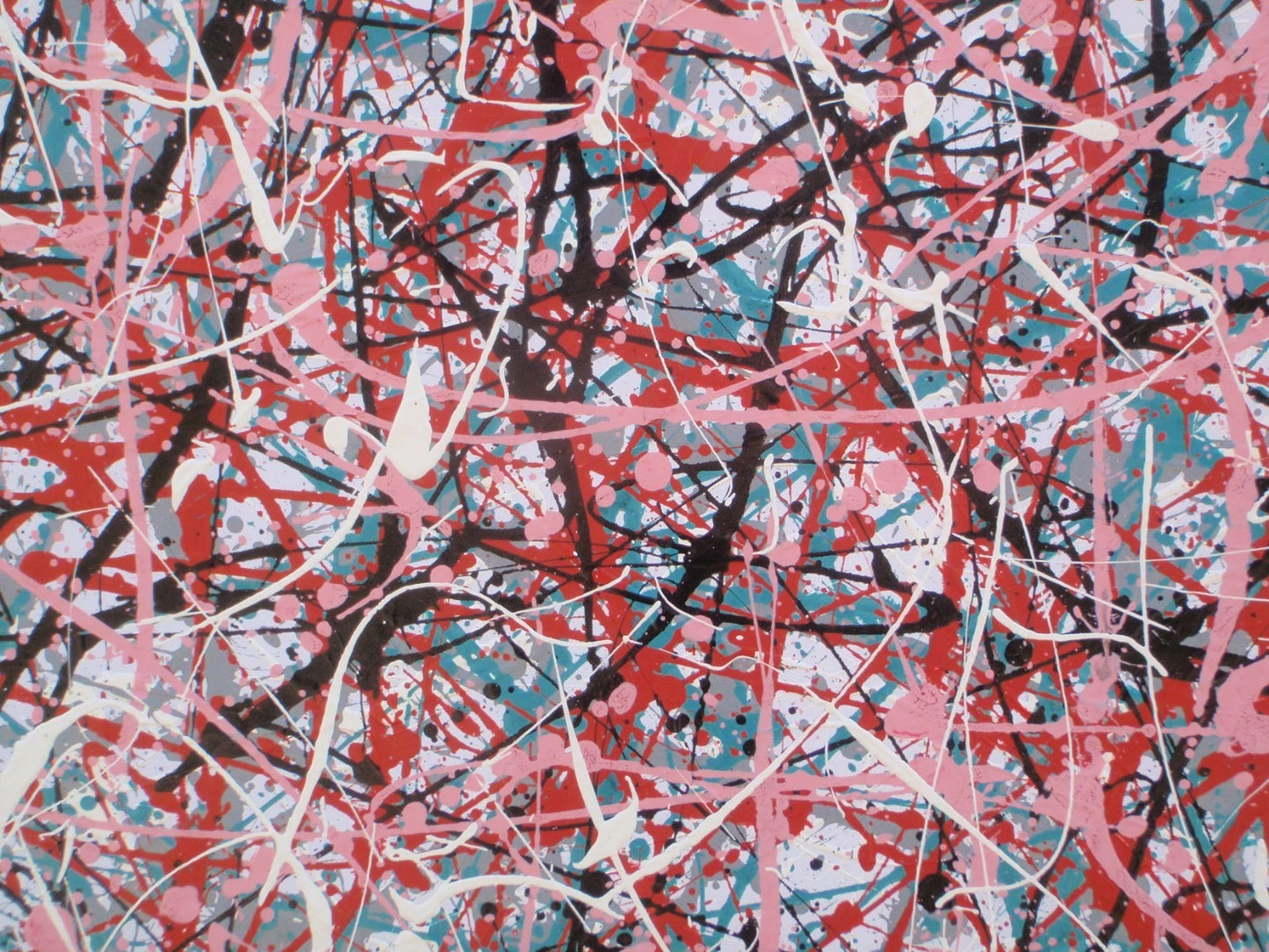 Pink Black Huge Abstract Very Big Modern Landscape Painting on 250x112cm Canvas - Detail