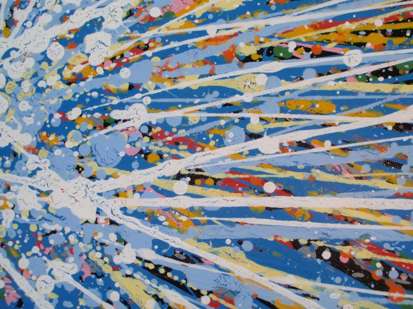 Original Very Big Blue Star 160x112cm Canvas Painting - Large Modern Abstract Wall Art Sun - detail 5