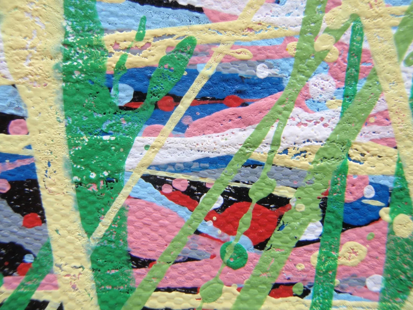 Colourful blue tree abstract painting on a white 158 cm by 112 cm un-stretched canvas - detail