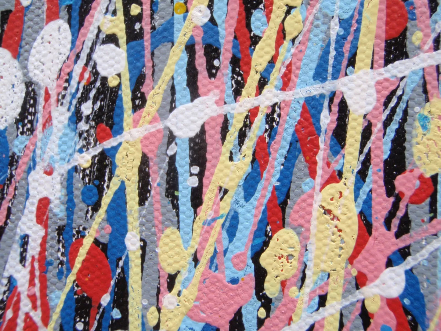 Colourful blue tree abstract painting on a white 158 cm by 112 cm un-stretched canvas - detail