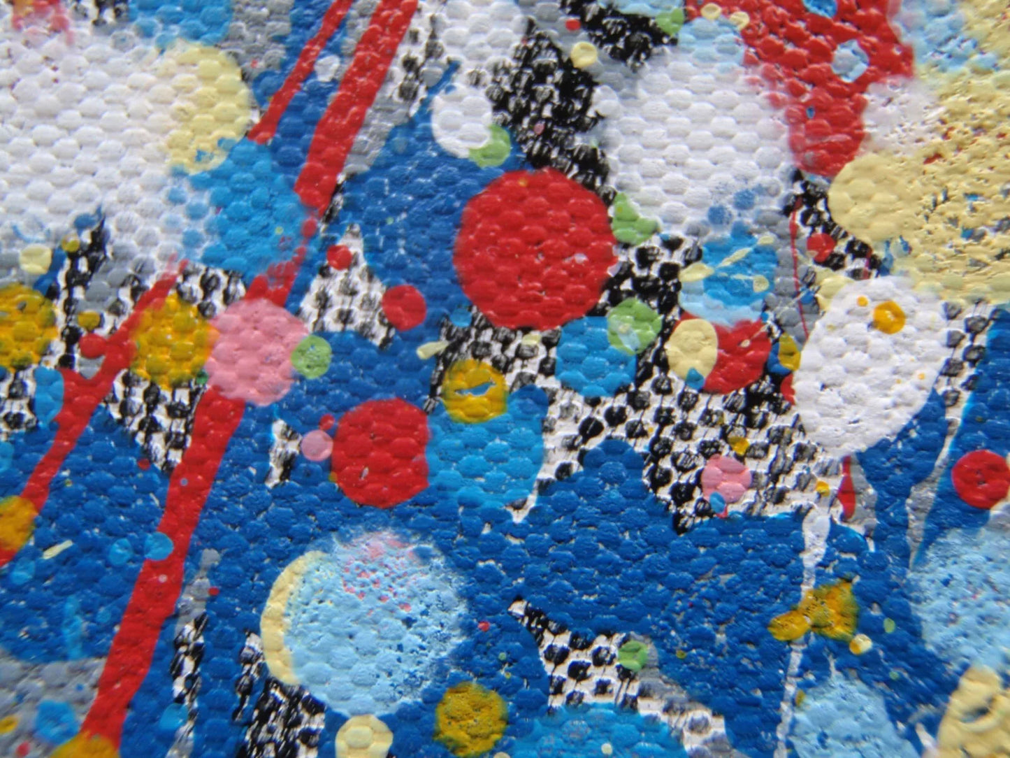Colourful blue tree abstract painting on a white 158 cm by 112 cm un-stretched canvas - detail