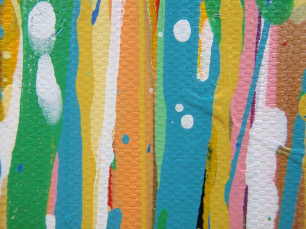 Large abstract art original blue flower canvas painting by British artist Rich Gane - detail