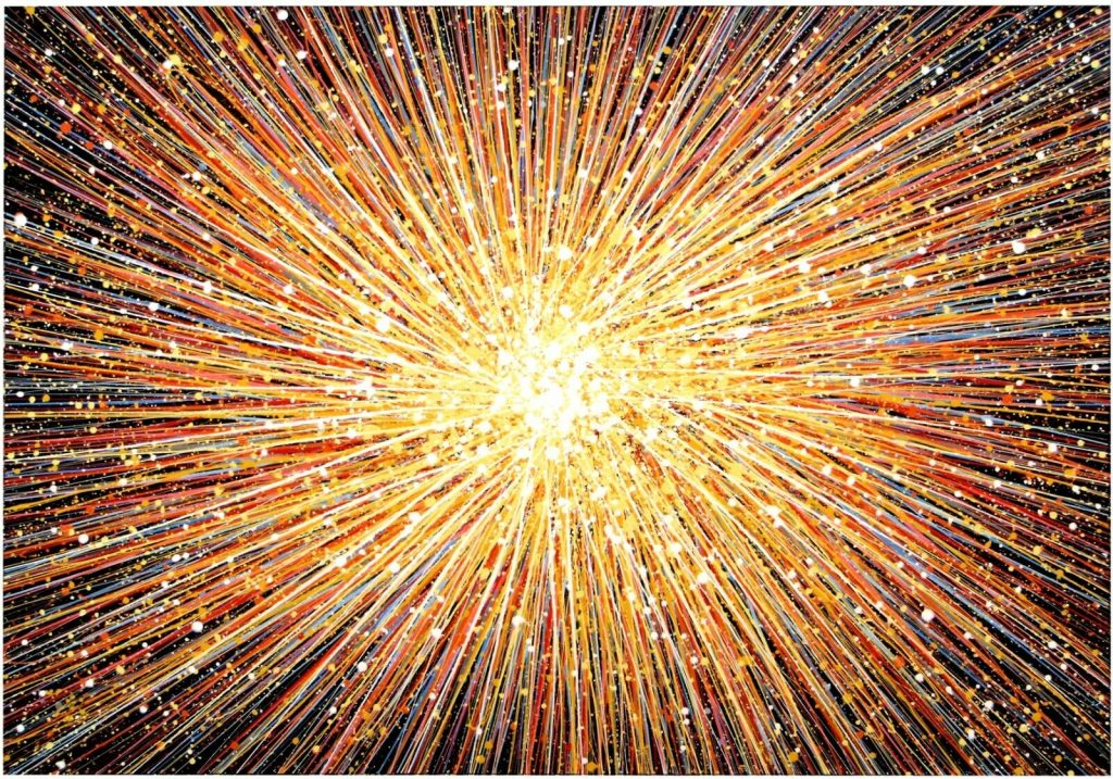 Original abstract large wall art yellow star painting for sale