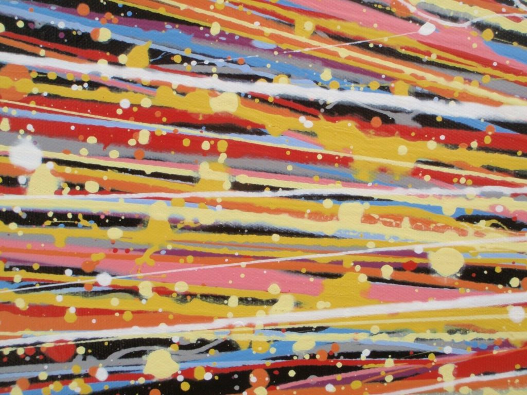 Modern art yellow star on black canvas very large wall art for sale - detail 2