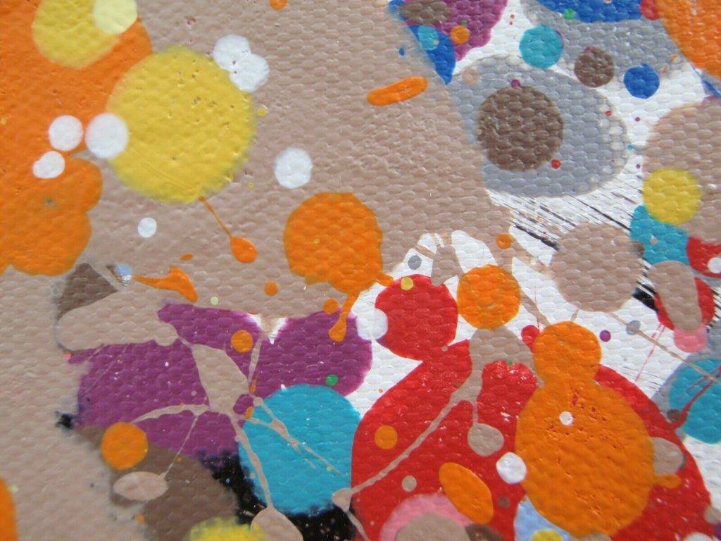 Large wall art light brown and orange original abstract tree painting on canvas by British artist Rich Gane - detail 3