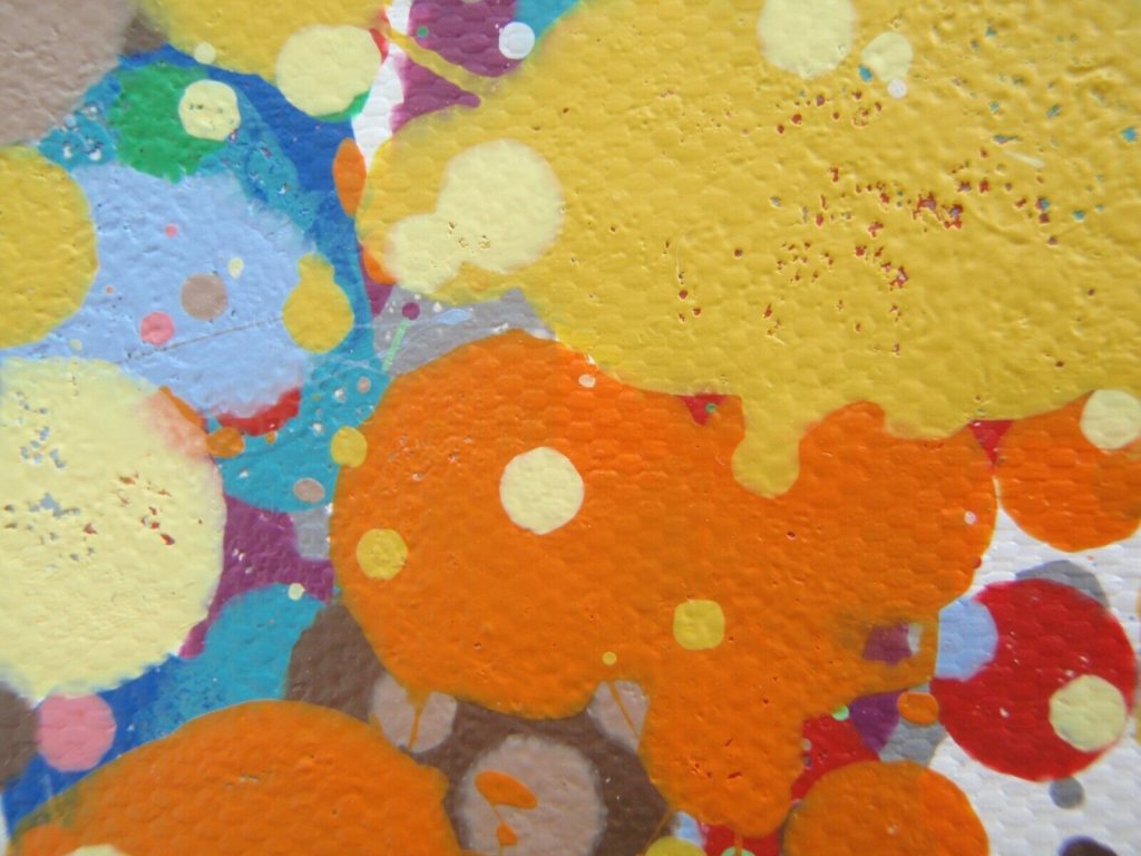Large wall art light brown and orange original abstract tree painting on canvas by British artist Rich Gane - detail 2