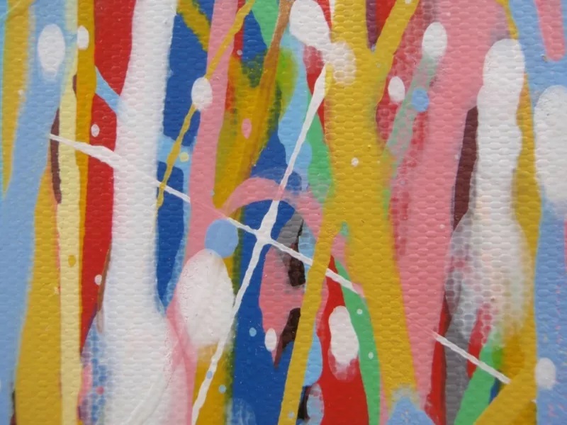 Rich Gane Art original panoramic abstract vertical drip painting on canvas - detail photo 3