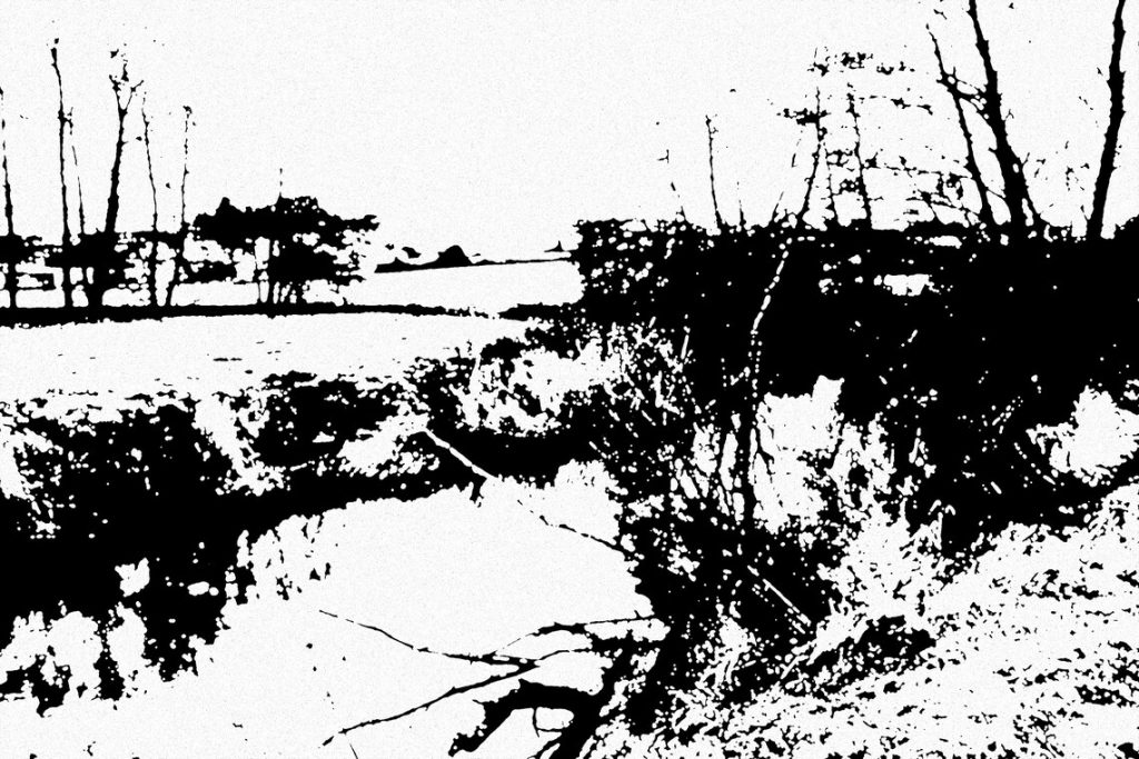 Large wall art monochrome landscape canvas print by British artist Rich Gane