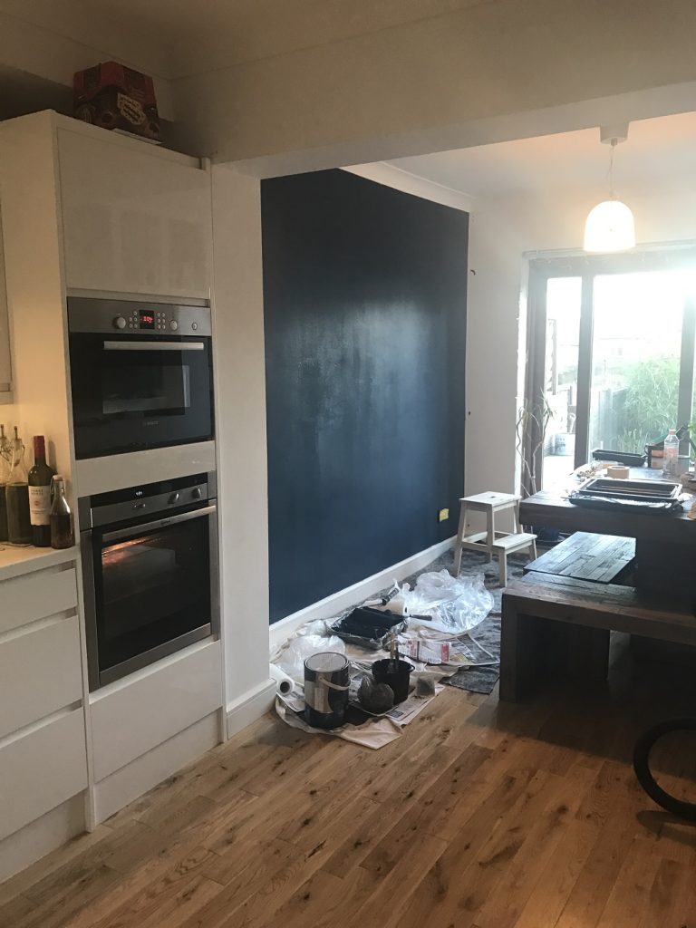Customer photo showing the room being prepared before my canvas painting is attached to the wall