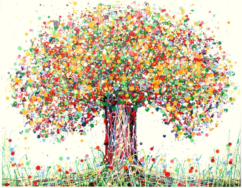 Rich Gane Art hand painted abstract modern art tree painting on large box canvas