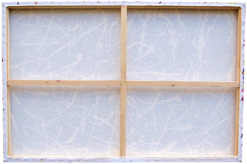 Rear view of another very big stretched canvas showing a slightly different type of wooden cross bar
