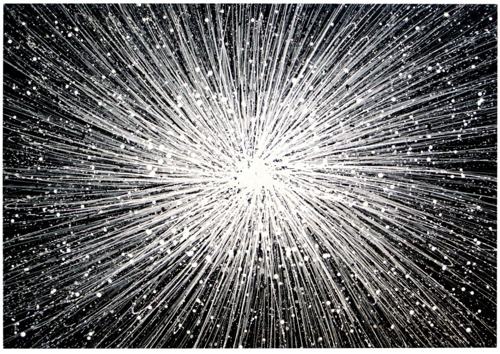 Monochrome starburst canvas painting Monochrome black and white hand painted original star painting by Somerset artist Rich Gane, on a really big canvas