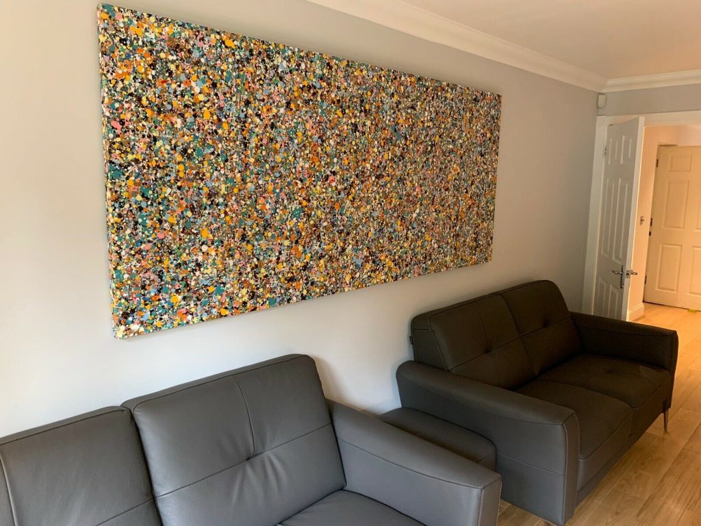 Customer showcase photo of my giant spot and spot original canvas wall art painting