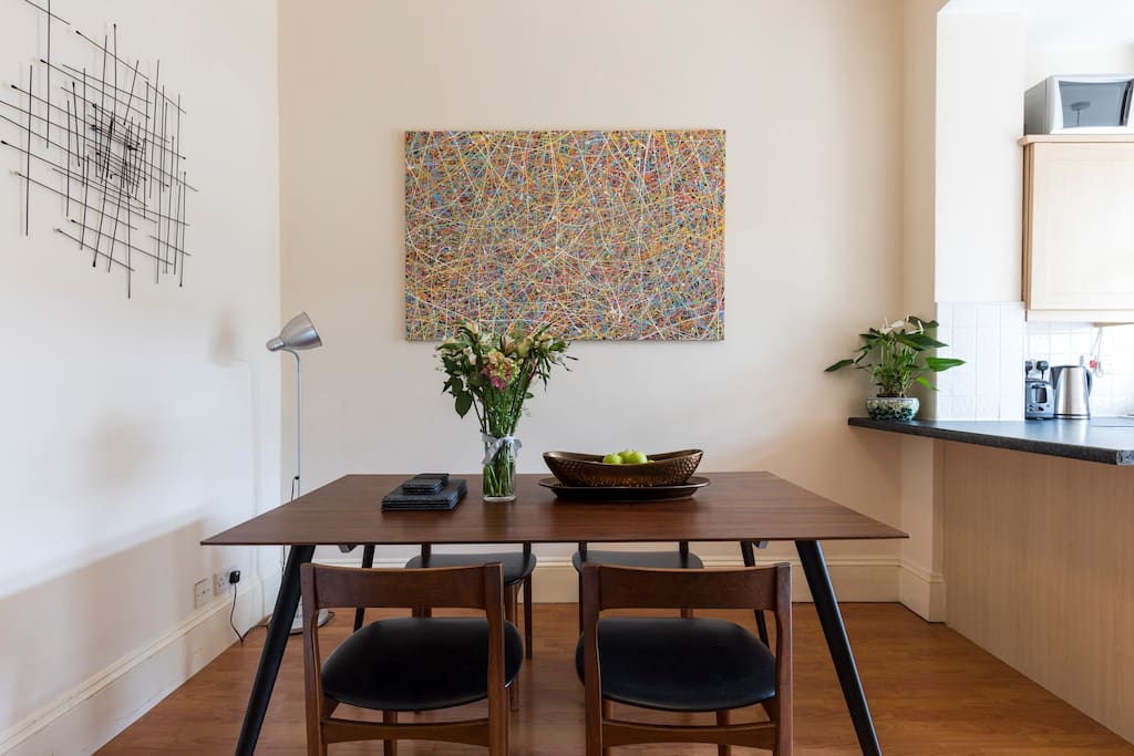 Rich Gane art large drip painting on display in my customer's house