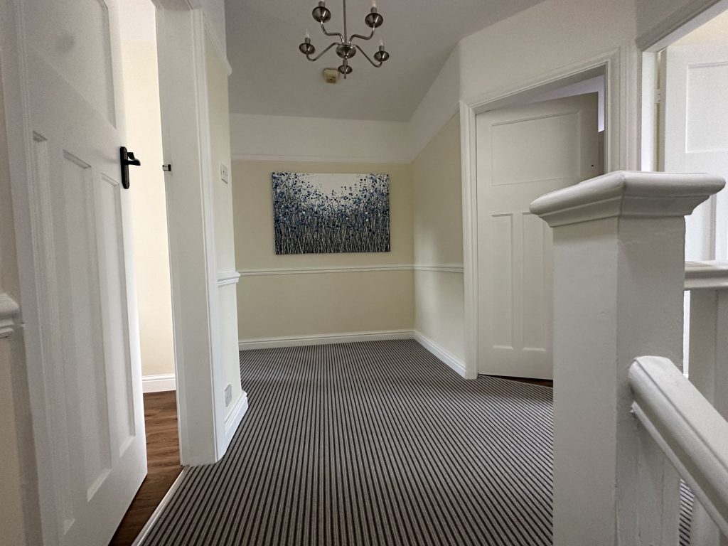 Customer showcase photo of my black white and blue abstract flower painting