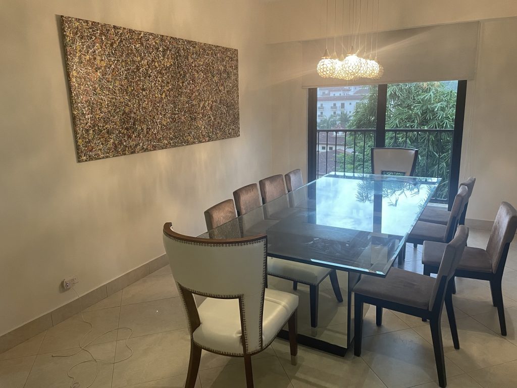 Customer showcase photo of my huge abstract art on display in her home