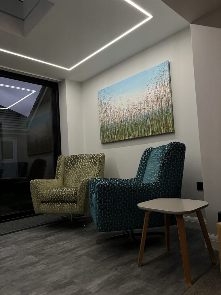 Customer showcase photo of my commissioned abstract grass meadow painting