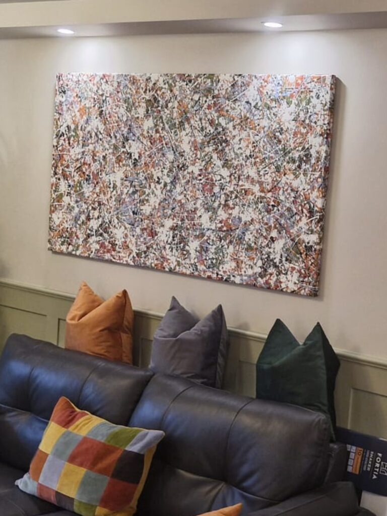 160 cm by 80 cm original modern art painting 160 cm by 80 cm hand painted original modern art drip painting on canvas by Rich Gane - customer photo