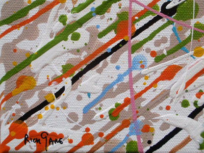 Pink star modern art abstract painting on large canvas - detail