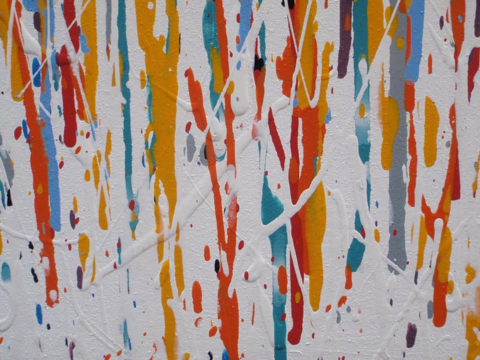 Blue Vertical Drips on 100x80cm Stretched Canvas