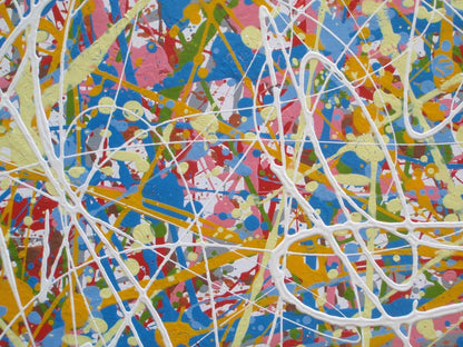 101.5 by 81 cm abstract drip painting on stretched canvas - detail