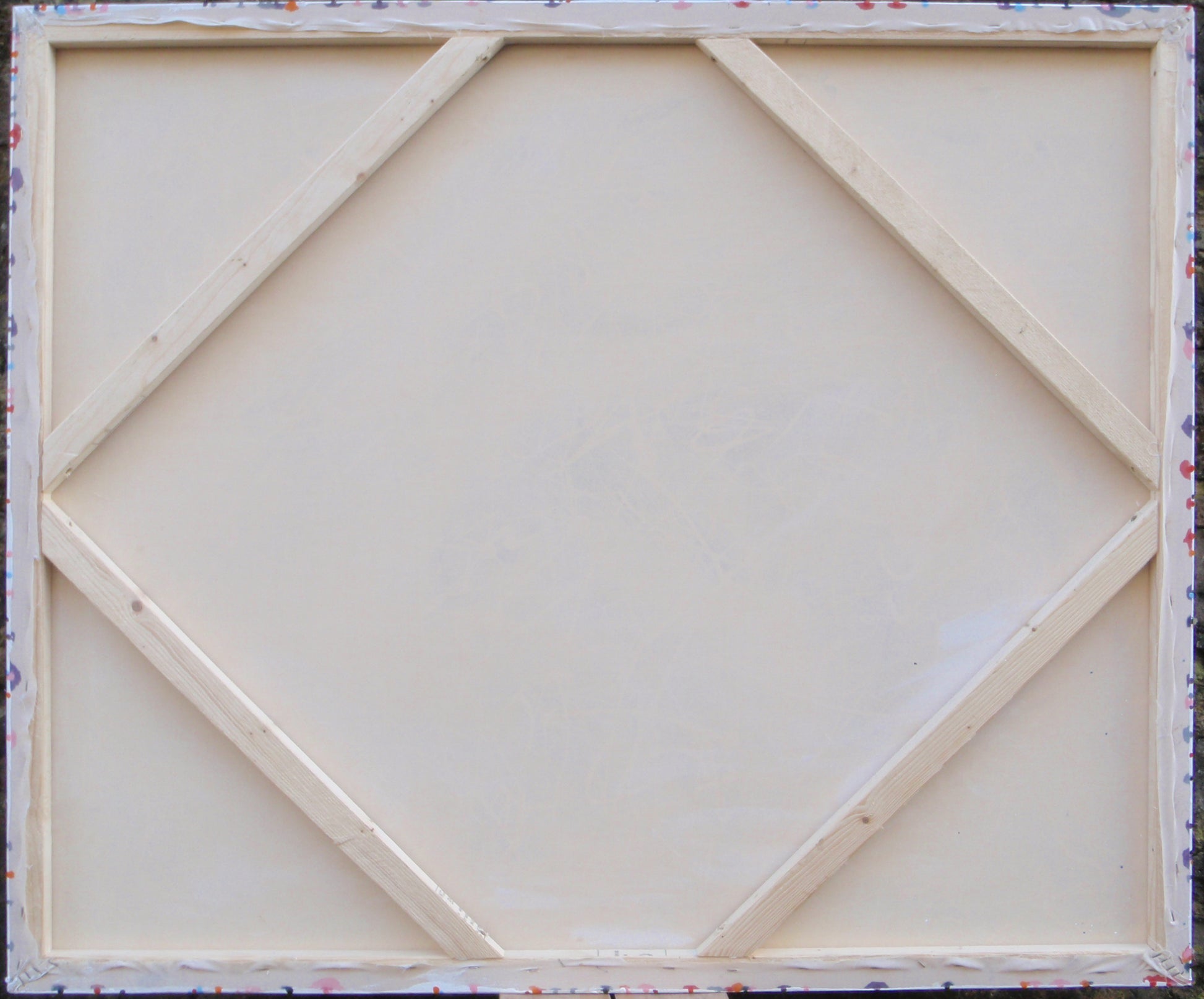 Abstract original artwork with pink, black and white, on a massive 120 cm by 100 cm canvas - back