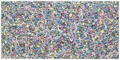 Abstract colourful painting on large stretched canvas - full view 