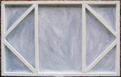 Colourful original drip painting with pink and white on a stretched 143 cm by 91 cm canvas - back