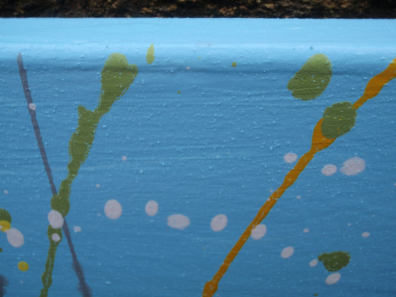 Abstract wall art grass meadow landscape painting on a large 150 cm by 100 cm framed canvas - detail