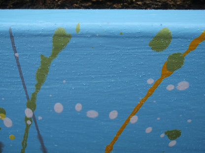 Abstract wall art grass meadow landscape painting on a large 150 cm by 100 cm framed canvas - detail