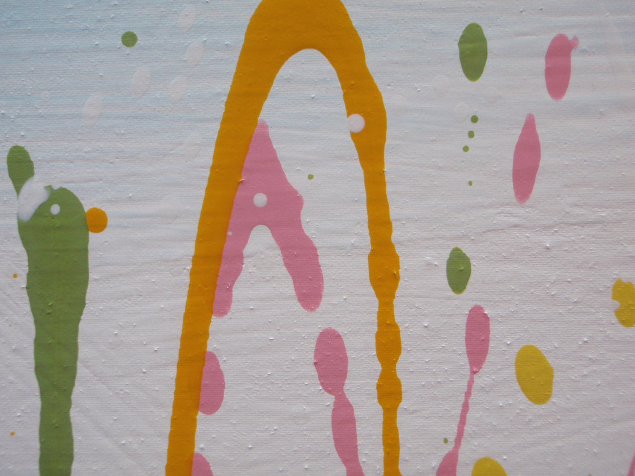 Abstract wall art grass meadow landscape painting on a large 150 cm by 100 cm framed canvas - detail