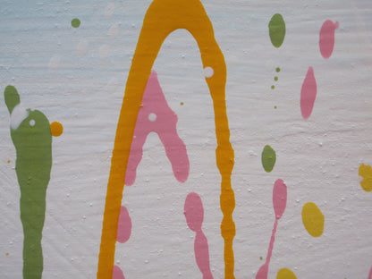 Abstract wall art grass meadow landscape painting on a large 150 cm by 100 cm framed canvas - detail