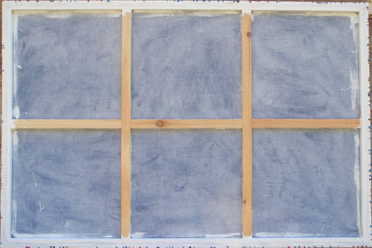 150 by 100 cm hand-painted modern art drip painting on a framed canvas, featuring blue and light brown - back