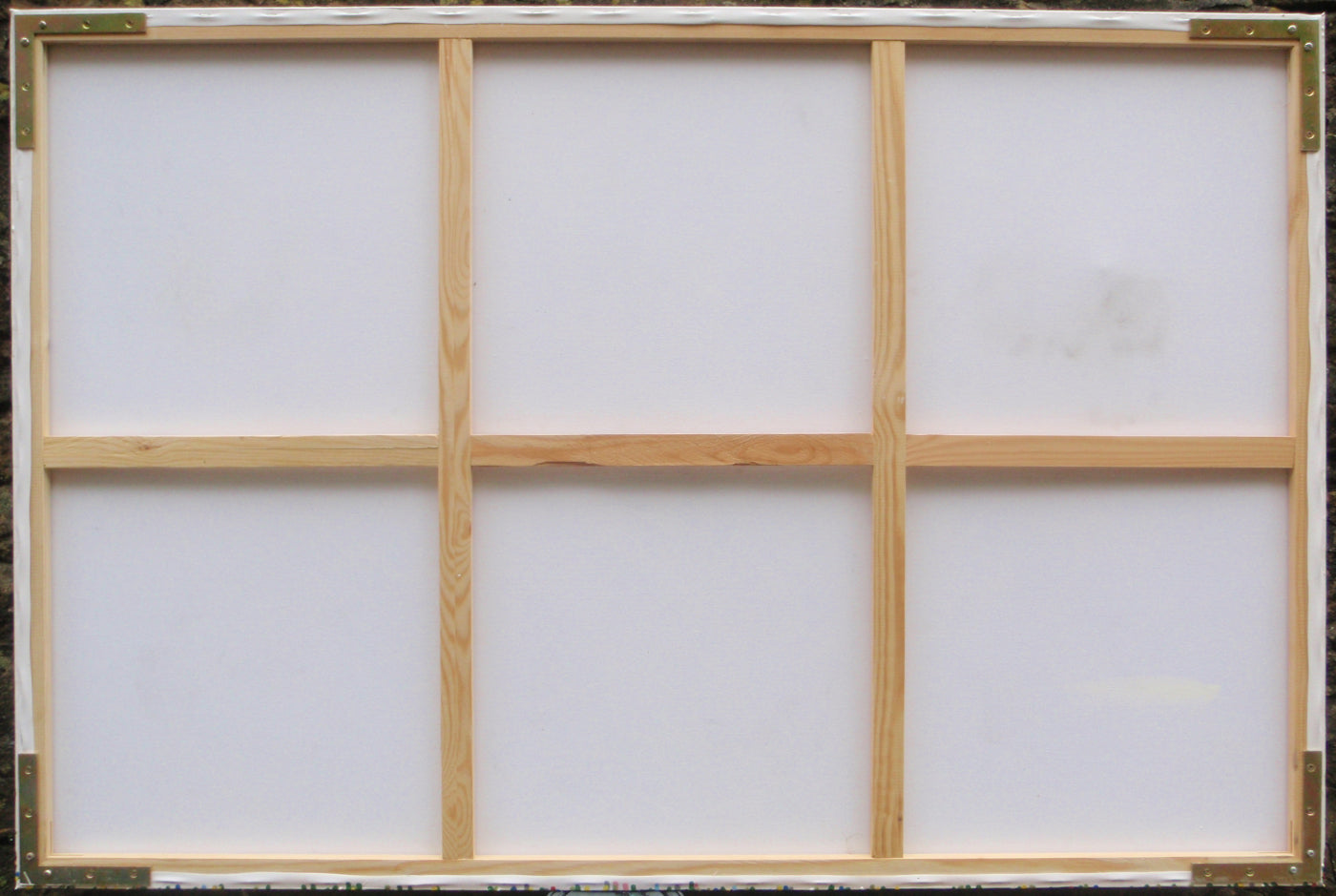 Pale brown and yellow modern art tree painting on huge 150 cm by 100 cm canvas - back