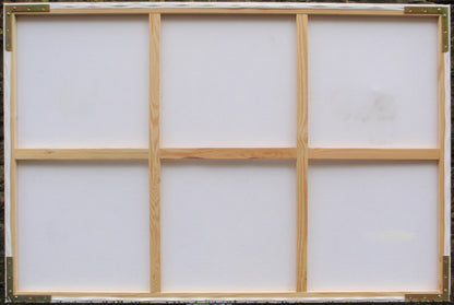 Pale brown and yellow modern art tree painting on huge 150 cm by 100 cm canvas - back