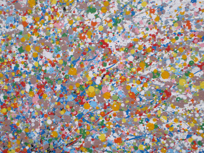 Pale brown and yellow modern art tree painting on huge 150 cm by 100 cm canvas - detail