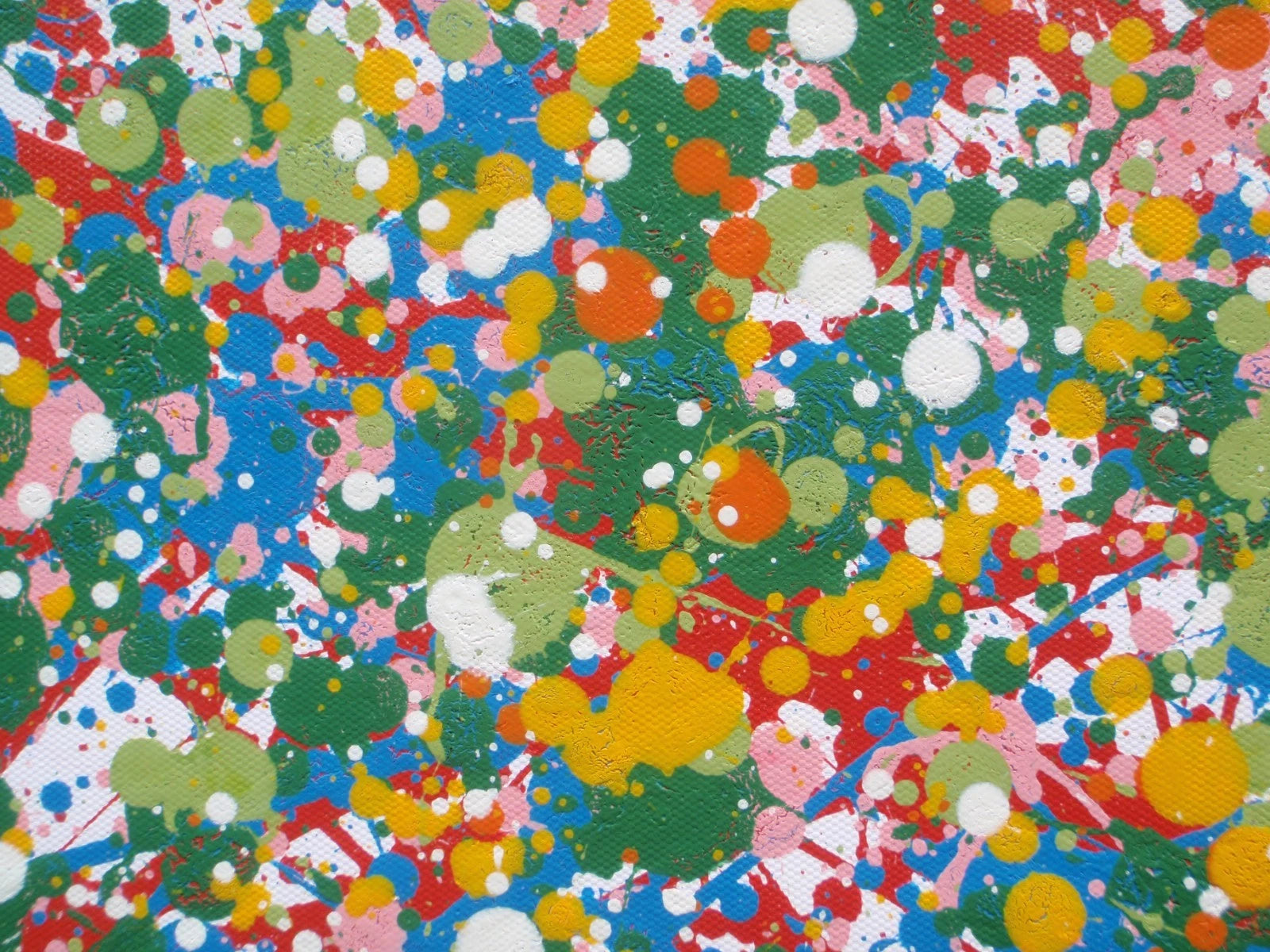 Colourful abstract tree painting with multicoloured leaves on a white background - detail