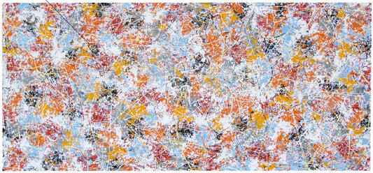244 cm by 112 cm abstract wall art decor painting on un-stretched canvas - full view