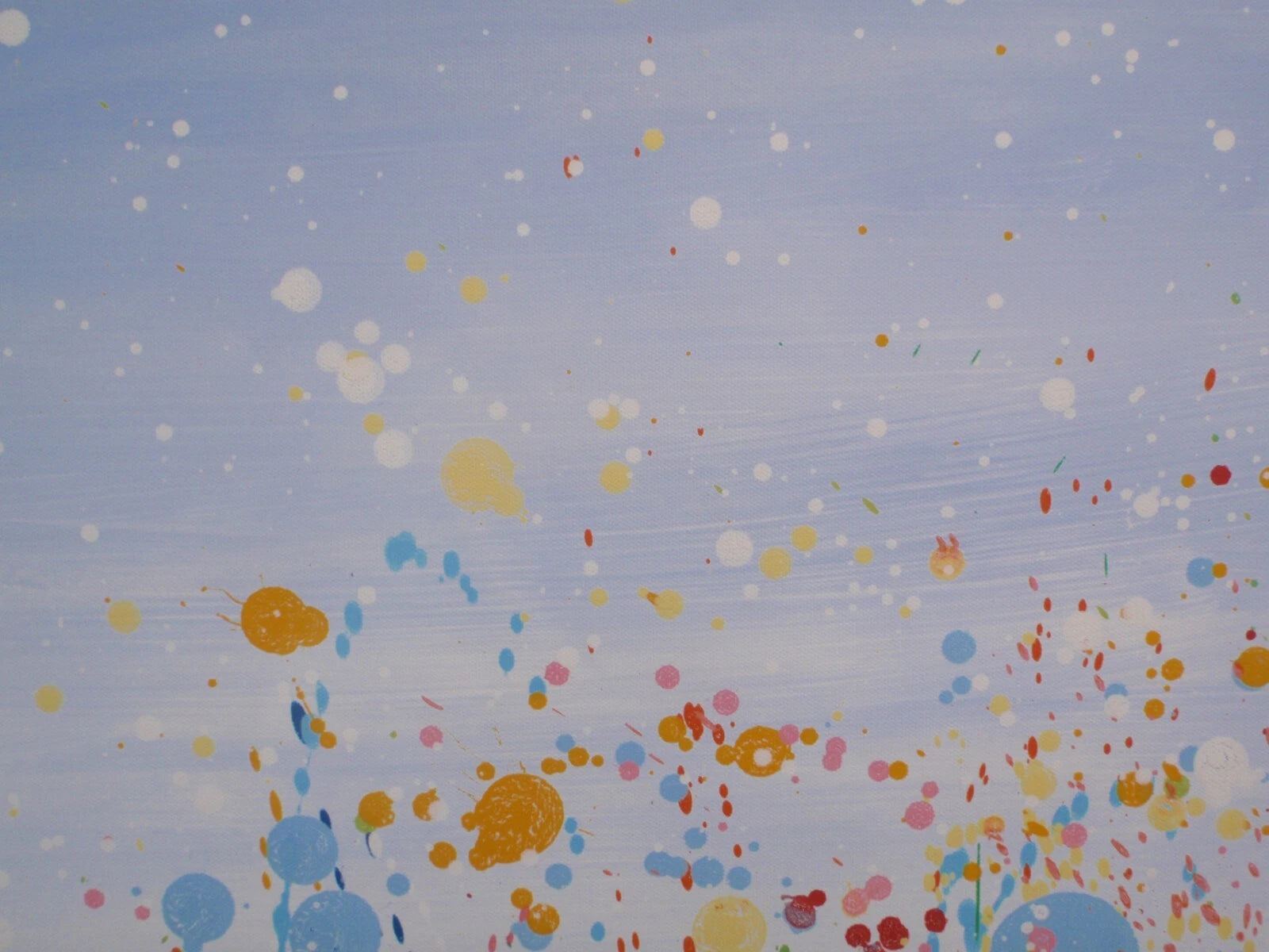 244cm by 112cm huge original yellow flower meadow colourful painting on an un-stretched canvas - detail 5