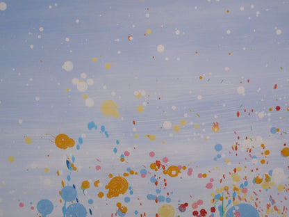 244cm by 112cm huge original yellow flower meadow colourful painting on an un-stretched canvas - detail 5